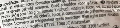 List of product ingredients Tomato ketchup Heinz 910g