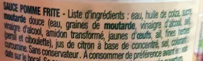 List of product ingredients Sauce Pommes Frites Bénédicta, Heinz, Heinz France 85 g e
