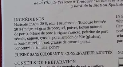 Lista de ingredientes del producto Le cassoulet gimontois Comtesse du Barry 