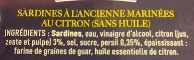 List of product ingredients Sardines a l'ancienne matinées au citron La Pointe de Penmarc'h 