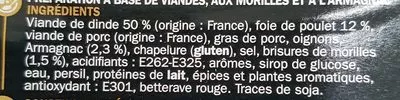 List of product ingredients Farce fine de volaille aux morilles et à l'armagnac Férial,  Marque Repère 400 g