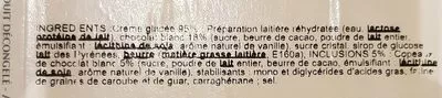 Liste des ingrédients du produit Crème Glacée Chocolat Blanc avec Copeaux de Chocolat Blanc Maison Antolin 1 L / 600 g