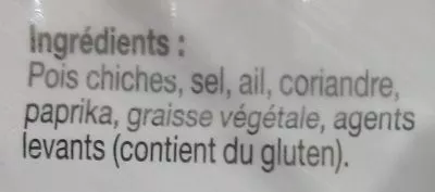Lista de ingredientes del producto Falafels Maayane 700 g