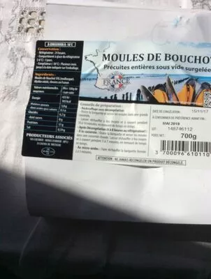 List of product ingredients Moules de bouchot  