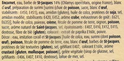 Lista de ingredientes del producto La Terrine Fine aux Saint Jacques Amand Gastronomie 400 g
