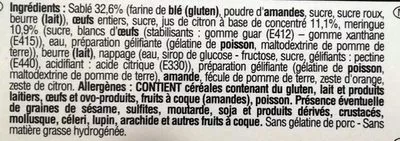 List of product ingredients Le Sablé Citron Meringué Traiteur de Paris 