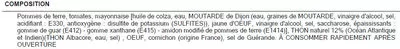 List of product ingredients Piémontaise au thon Tout Feu Tout Frais, Brédial 500g