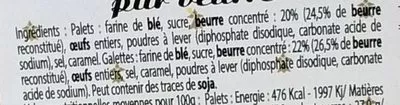 Liste des ingrédients du produit Palets et Galettes Bretons Pur Beurre Ty Délice 660 g