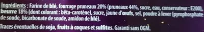 Lista de ingredientes del producto Gâteau Breton Crème de Pruneaux Ty Délice 
