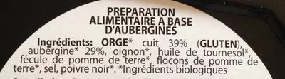 List of product ingredients Galette de légumes à l'aubergine Very Veg 160 g