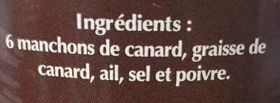 List of product ingredients Confit de canard des lande6  600 g