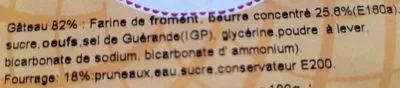 Liste des ingrédients du produit J'Croc - Gâteau Breton Pointe Pruneau Jodim 300 g