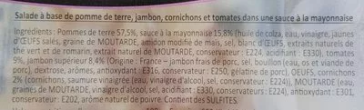 List of product ingredients Piémontaise au jambon supérieur L'assiette d'Antoine 