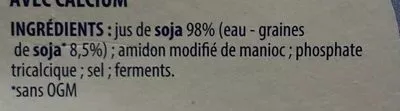 Liste des ingrédients du produit Yaourts Soja Nature Carrefour 400 g (4 * 100 g)