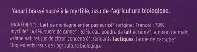 Liste des ingrédients du produit Yaourt brassé sur lit de Myrtilles Montberville 500 g (4*125g)