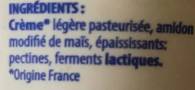 List of product ingredients La crème fraîche épaisse légère Nejelis 