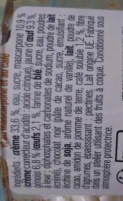 Liste des ingrédients du produit Tiramisu les desserts du crémier 80 g