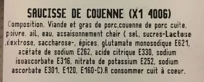 Liste des ingrédients du produit Saucisse de Couenne  