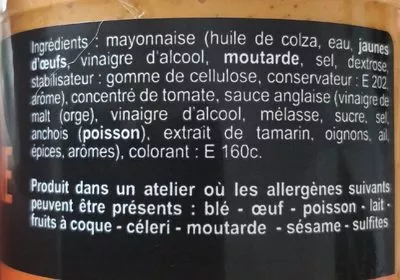 List of product ingredients Sauce Bourguignonne  