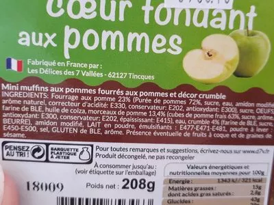 List of product ingredients Mini muffins aux pommes Les Délices des 7 Vallées 208 g