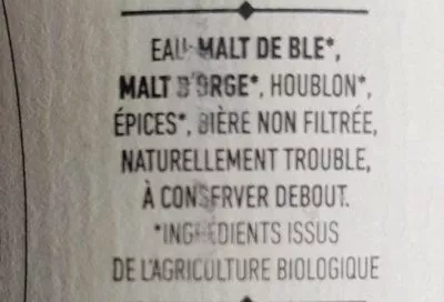 Lista de ingredientes del producto Blanche Les Brasseurs Savoyards 75 cl
