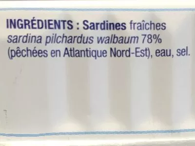 Liste des ingrédients du produit Sardines au naturel La compagnie Bretonne 115 gr