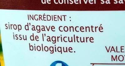 Lista de ingredientes del producto Sirop d'agave jardin bio, léa nature 500 ml