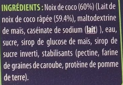 Lista de ingredientes del producto Sorbet plein fruit (60%) Noix De Coco L'Angélys 500g (750 ml)