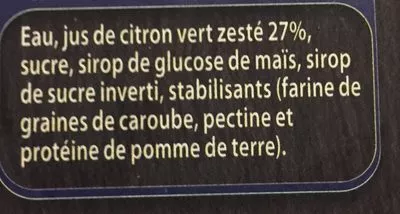Lista de ingredientes del producto Sorbet Citron vert L'Angélys 750 ml / 500 g