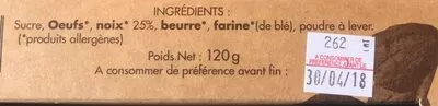 List of product ingredients Gateau aux noix Le Pélerin 