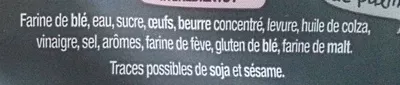 Liste des ingrédients du produit 4 Muffins Viennois La Boulangère 250g