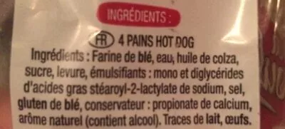 Liste des ingrédients du produit Pains hot dog La Boulangère 