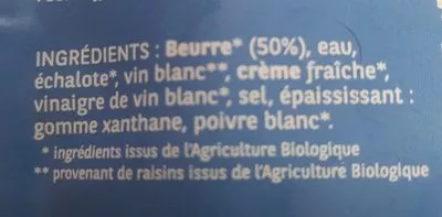 List of product ingredients Sauce Beurre Blanc BIO maitre gustille 100 Gr