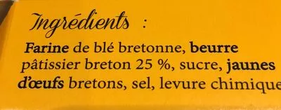 Lista de ingredientes del producto Gateau Breton du pays de Douarnenez Marin Coathalem 500 g