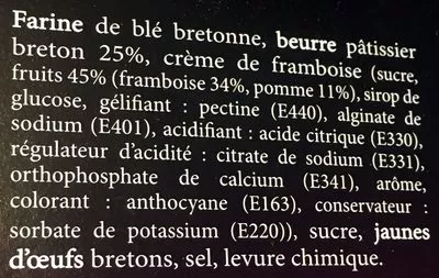 Lista de ingredientes del producto Gâteau Breton du Pays de Douarnenez Framboise Marin Coathalem 500 g