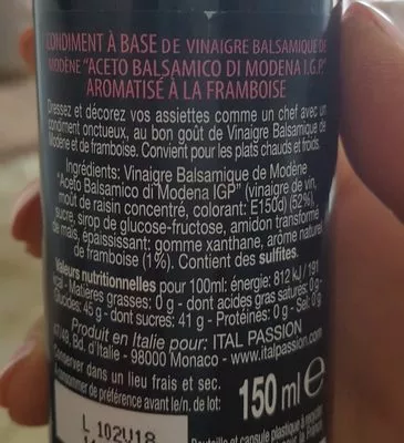 Liste des ingrédients du produit Vinaigre balsamique toscoro Toscoro 