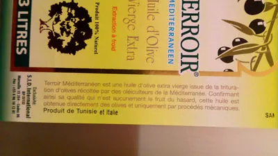 List of product ingredients Huile d'Olive Vierge Extra TERROIR MÉDITERRANÉEN 3 litres