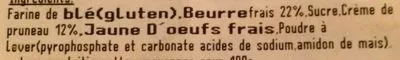 List of product ingredients Gâteau breton pur beurre pruneaux Gueguen & Fils 480 g