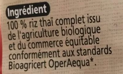 Lista de ingredientes del producto Riz Thai Complet Autour du riz 500 g