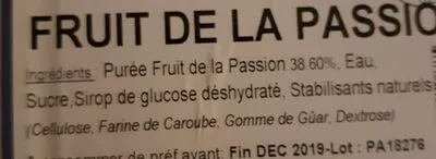 List of product ingredients Sorbet Fruit de la Passion Délices Foréziens 