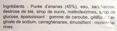 List of product ingredients Sorbet ananas Les Glaciers du Jura 300 g