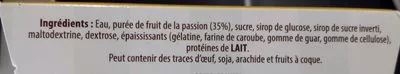 Lista de ingredientes del producto Sorbet Fruit de la Passion Maison de la Glace 330 g (1/2 L)