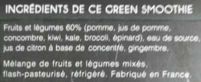 Liste des ingrédients du produit Green Smoothie - Kale Brocoli Kiwi GREENSHOOT 1 L