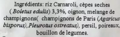 List of product ingredients Risotto aux cèpes Les saveurs du Clavon 300 gr
