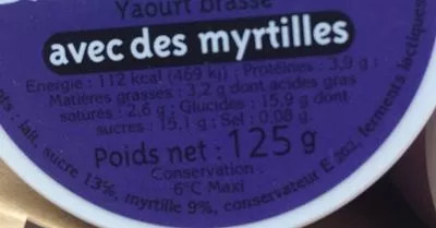 Liste des ingrédients du produit Quidarre myrtille Quidarré 500 g  (4 * 125 g)