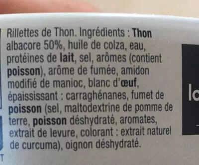 List of product ingredients Rillettes de Thon La Perle des Dieux 80g