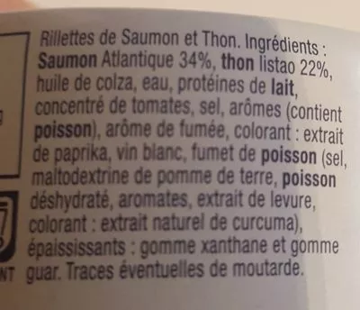 List of product ingredients Rillettes de Saumon & Thon La Perle des Dieux 80g