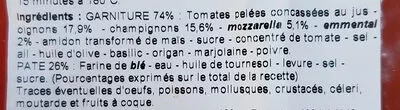 Liste des ingrédients du produit Picarde champignons fromage Les Nicois 170g