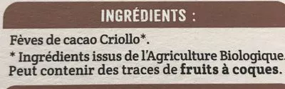 Liste des ingrédients du produit Fèves bio Cacao Natur Atitud 200g