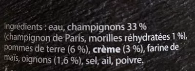 List of product ingredients Veloute de champignons Terre de l'Alpe 